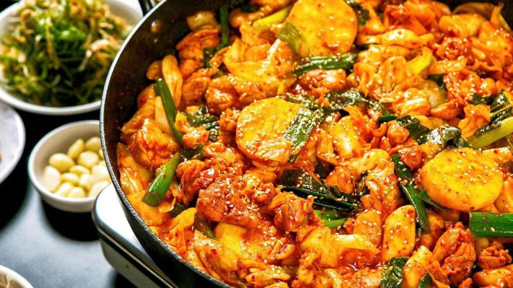 Dakgalbi Korean spicy stir fried chicken