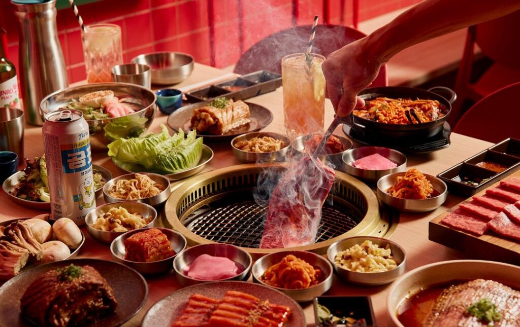 Korean BBQ meat cooked at the table