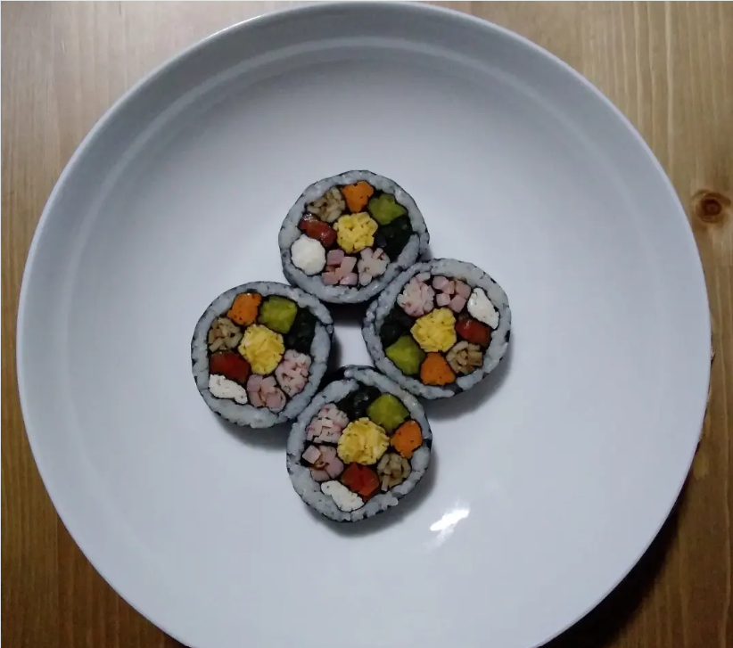 Gimbap Korean rice rolls with vegetables